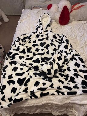 Cow print Snuggie hoodie sherpa